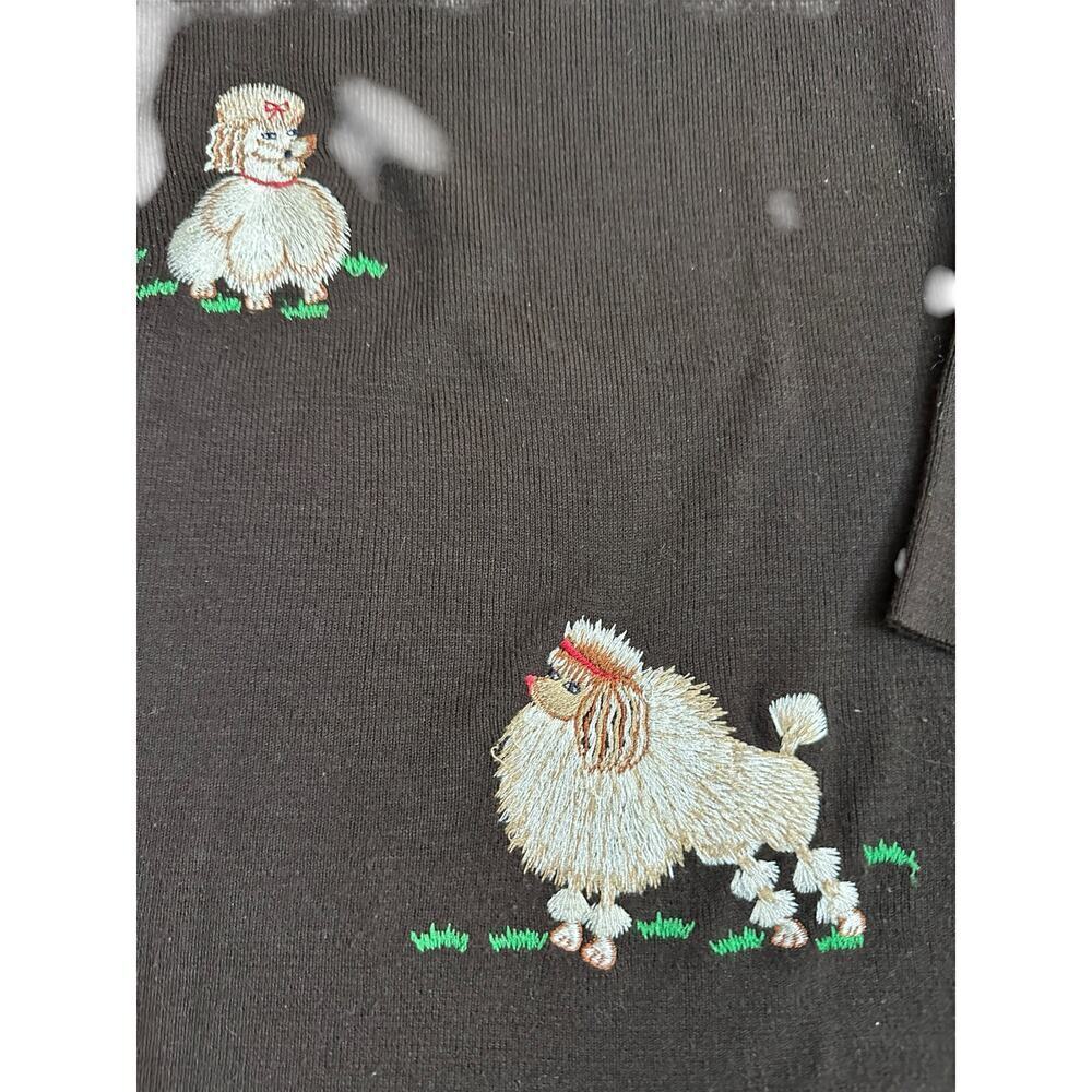 Bonnie Lee By Leroy Women's Black poodle dog Pullover Sweater Size 40 - Picture 2 of 7
